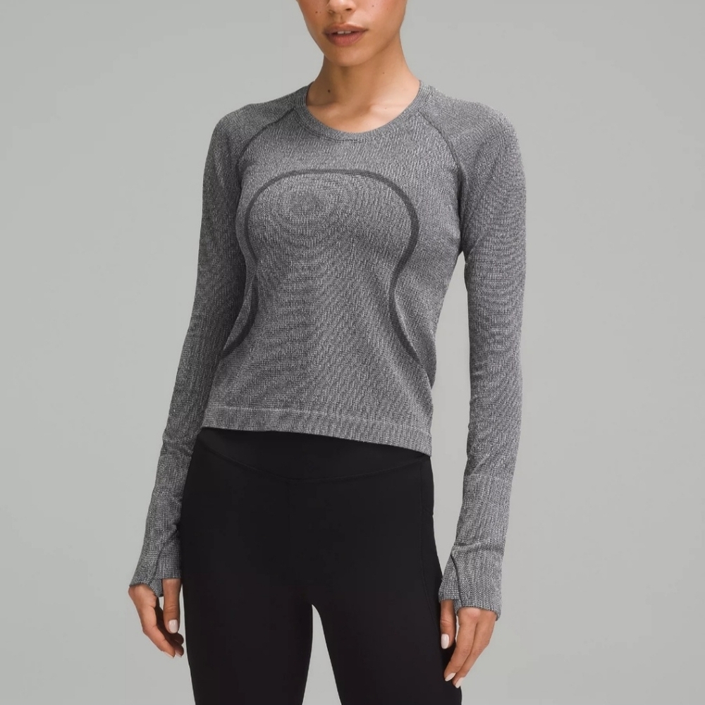 LULULEMON Black/Gray/Metallic Swiftly Tech 2.0 Long Sleeve Performance Top